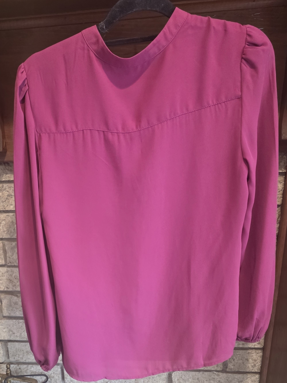 Nanette Lepore Bright Fuchsia Silk-Blend Button Placket Blouse - Picture 5 of 6